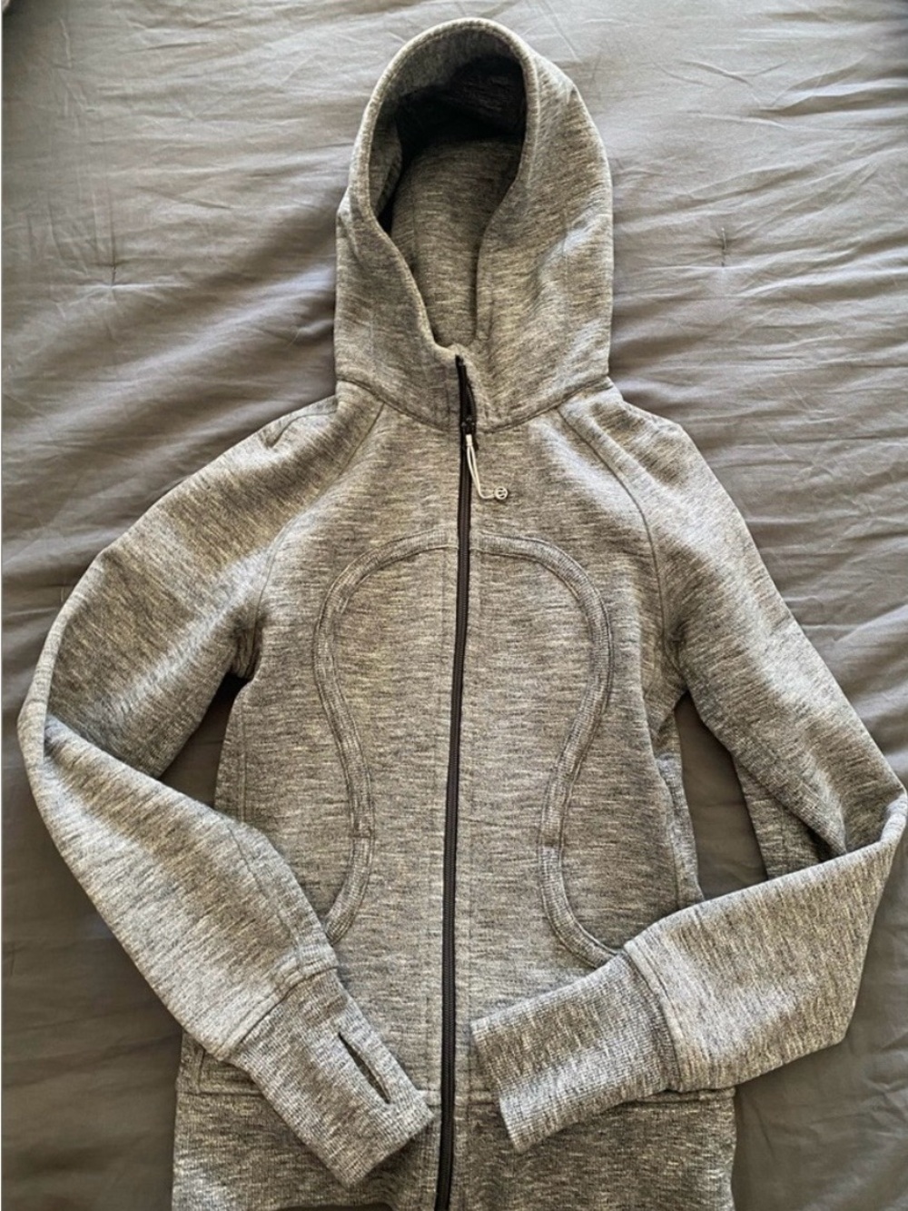 lululemon athletica Heather Gray Hooded Zip Jacket, Size 6